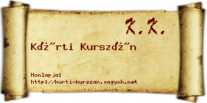 Kürti Kurszán névjegykártya